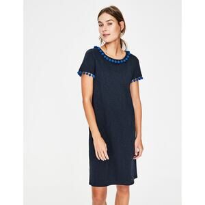 Boden Bridget Jersey Dress Pom Pom Navy Size 4 Regular